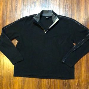Hugo Boss mens 2XL XXL regular fit black soft cotton mock pullover sweater EUC